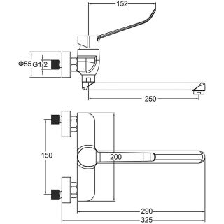 Настенный смеситель для кухни Gappo G4621 хром